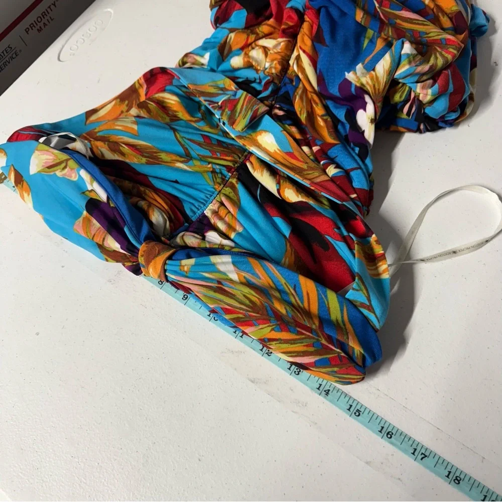 Boston Proper Bodycon Tropical‎ Floral Travel Halter Dress Size 6 NWOT Vacation